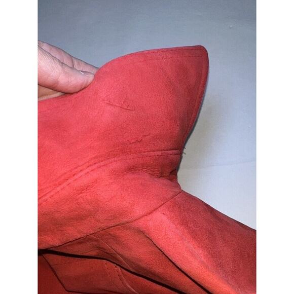 World Knits Suede Coat Women’s Size 12 Red Gold Buttons Leather Jacket Vintage - Picture 15 of 15